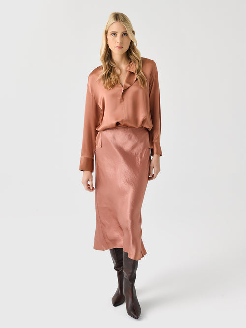 Vince Women's Lingerie-Trim Satin Slip Skirt