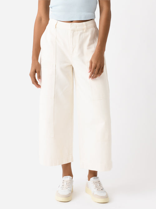 Vince Women's Cotton Mid-Rise Utility Wide Crop Pant