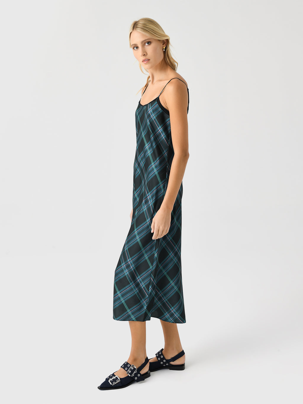 strapless open back dress Vince Women's Plaid Lace-Trim Slip Dress – Saint Bernard