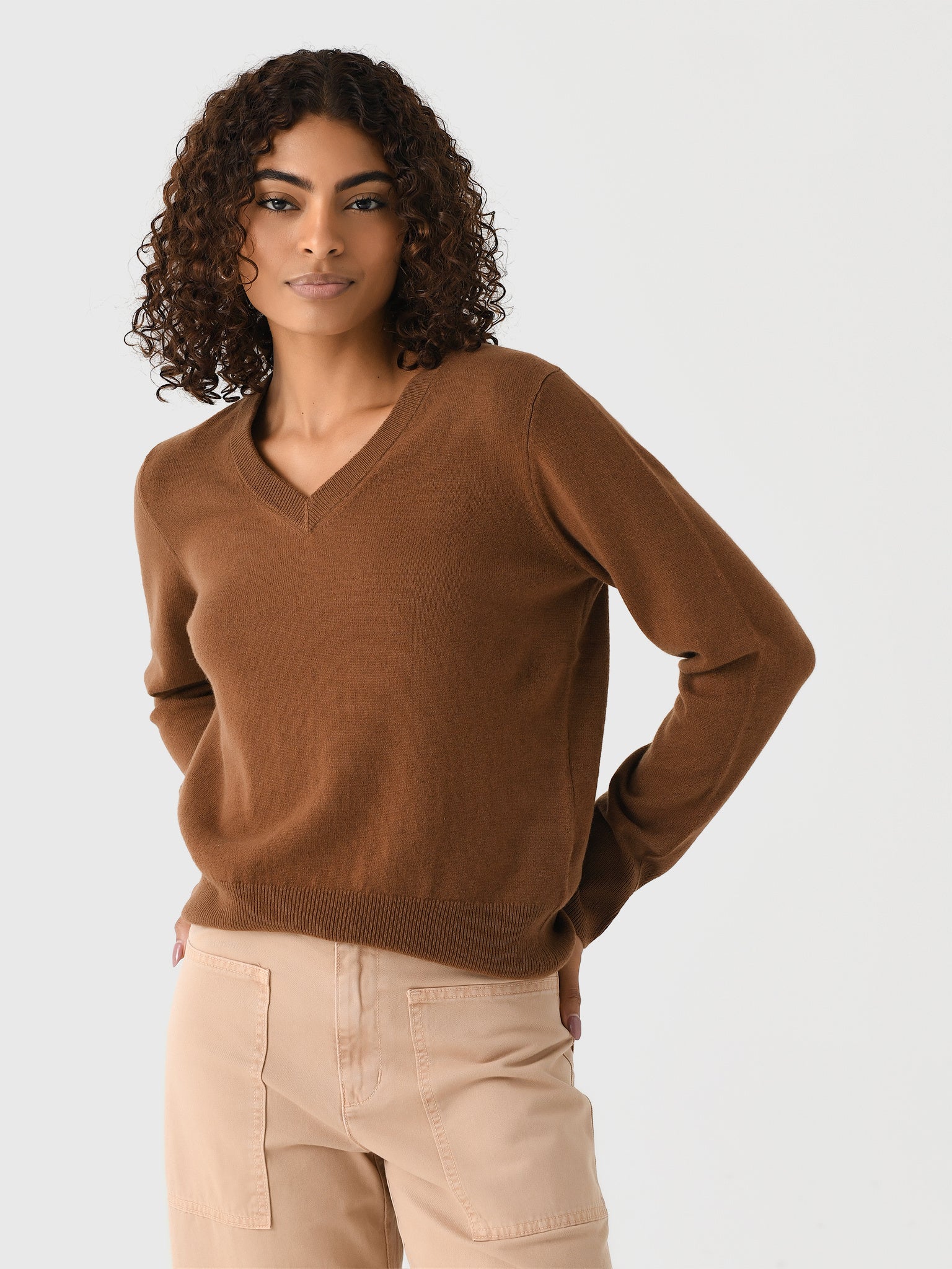 Vince Women's Cashmere Casual V-Neck Sweater - Saint Bernard
