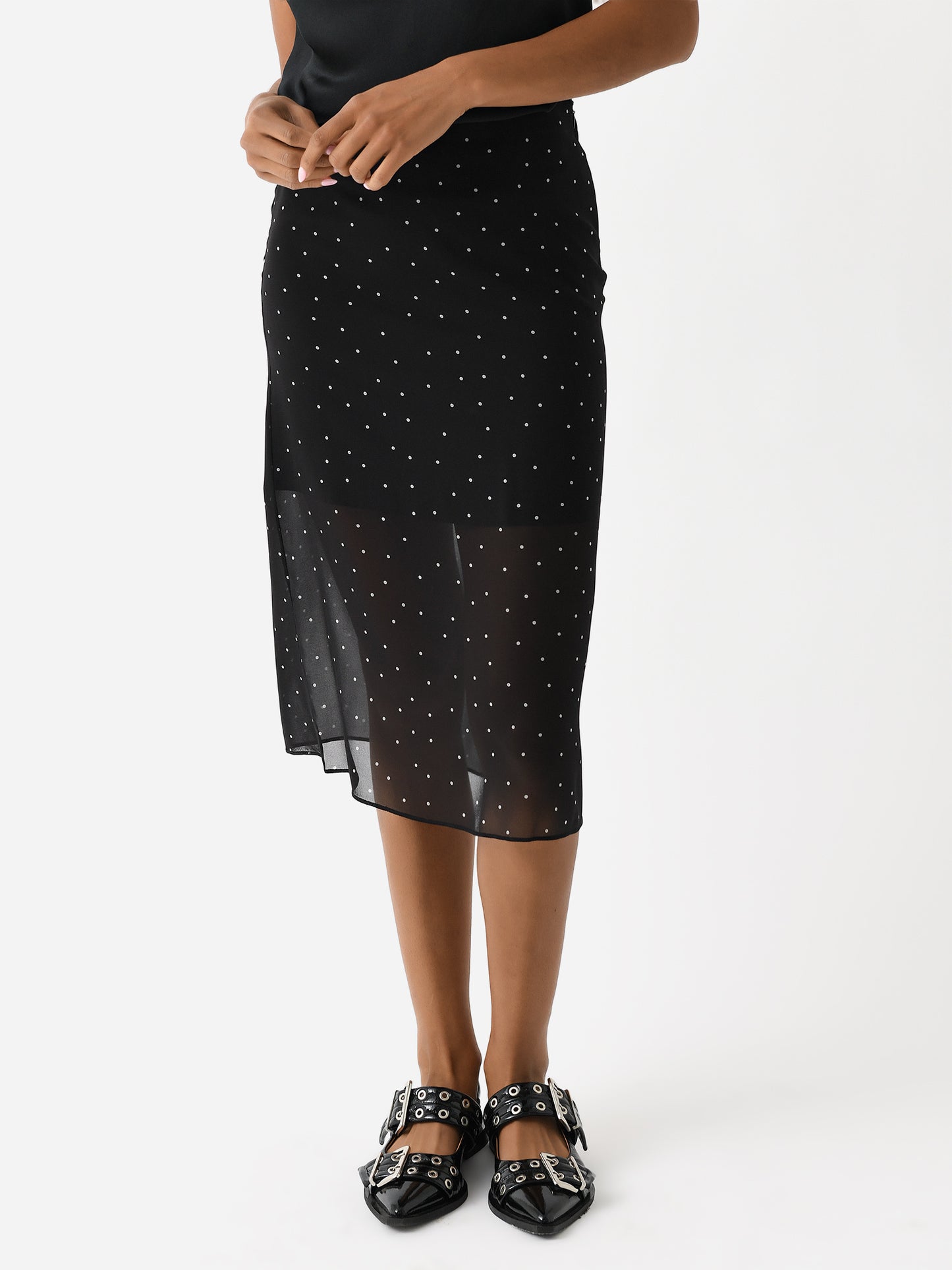 Vince Women's Dot-Print Sheer Stretch-Silk Overlay Skirt - Saint Bernard
