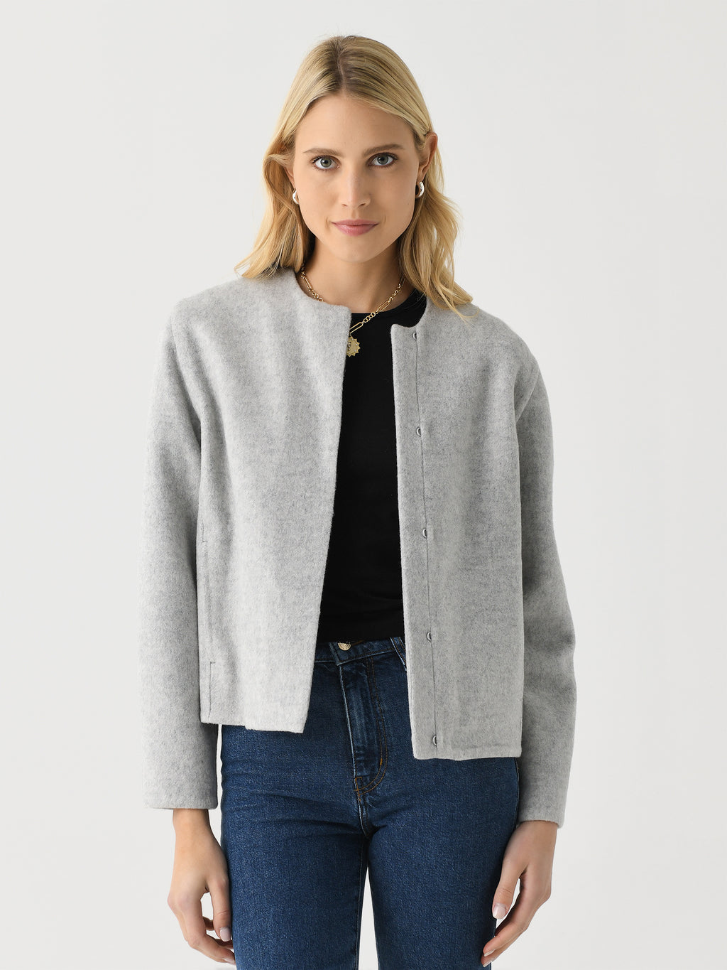 Vince Women's Italian Wool-Blend Collarless Jacket - Saint Bernard