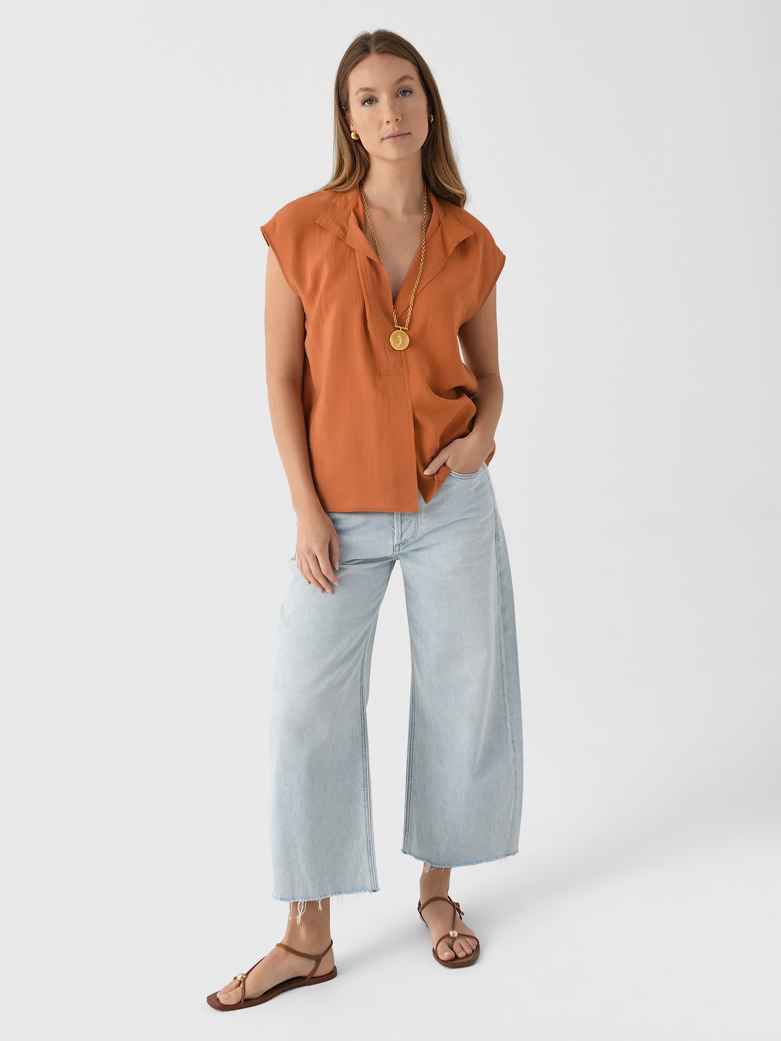 Vince Women's Voile Cap-Sleeve Blouse | $325.00 | Saint Bernard