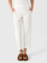 Vince Women's Linen-Blend Tapered Pull-On Pant - Saint Bernard