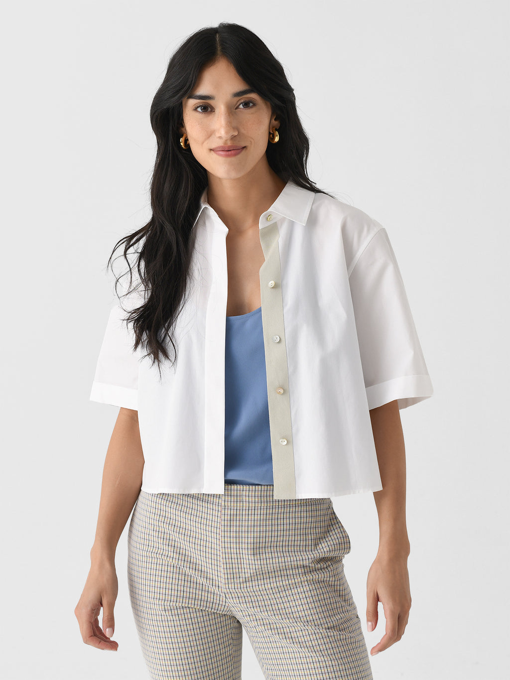 Vince Women's Canvas Tape Cotton Button-Front Shirt - Saint Bernard