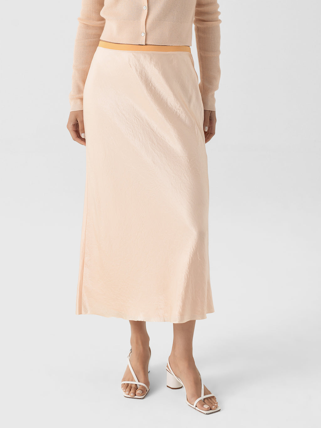 Vince Women's Contrast-Waistband Satin Bias Skirt - Saint Bernard