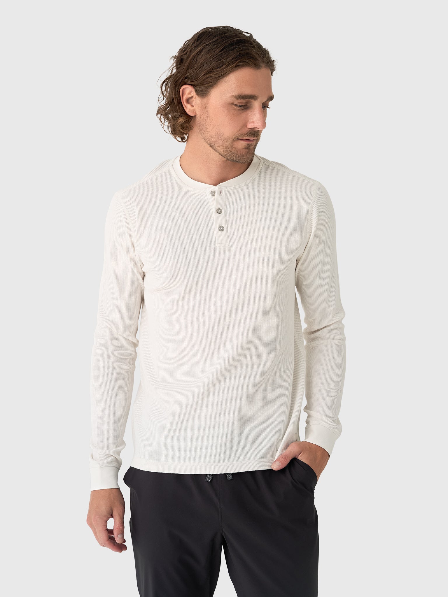 Vuori Men's Long Sleeve Waffle Henley - Saint Bernard