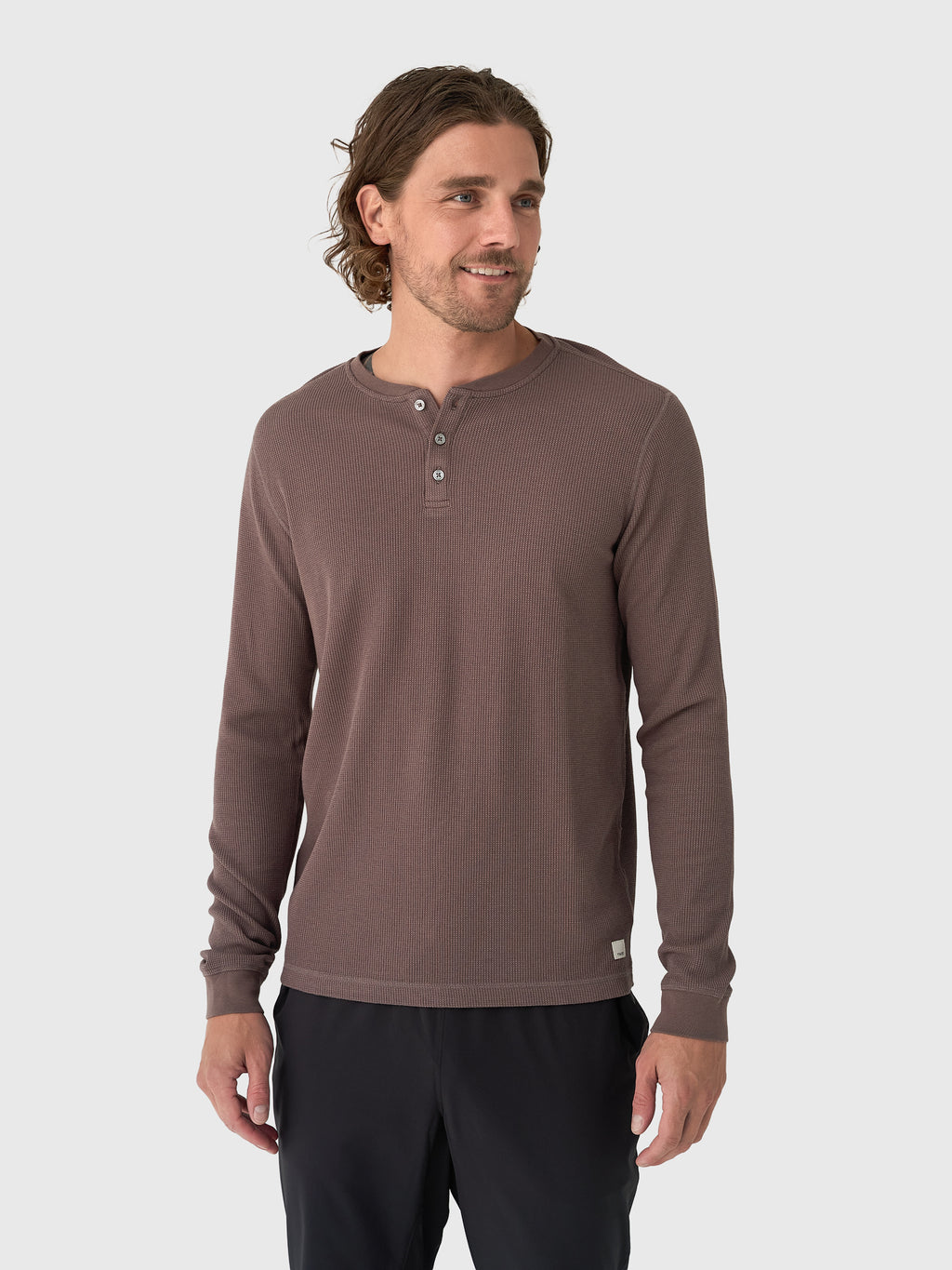 Vuori Men's Long Sleeve Waffle Henley - Saint Bernard