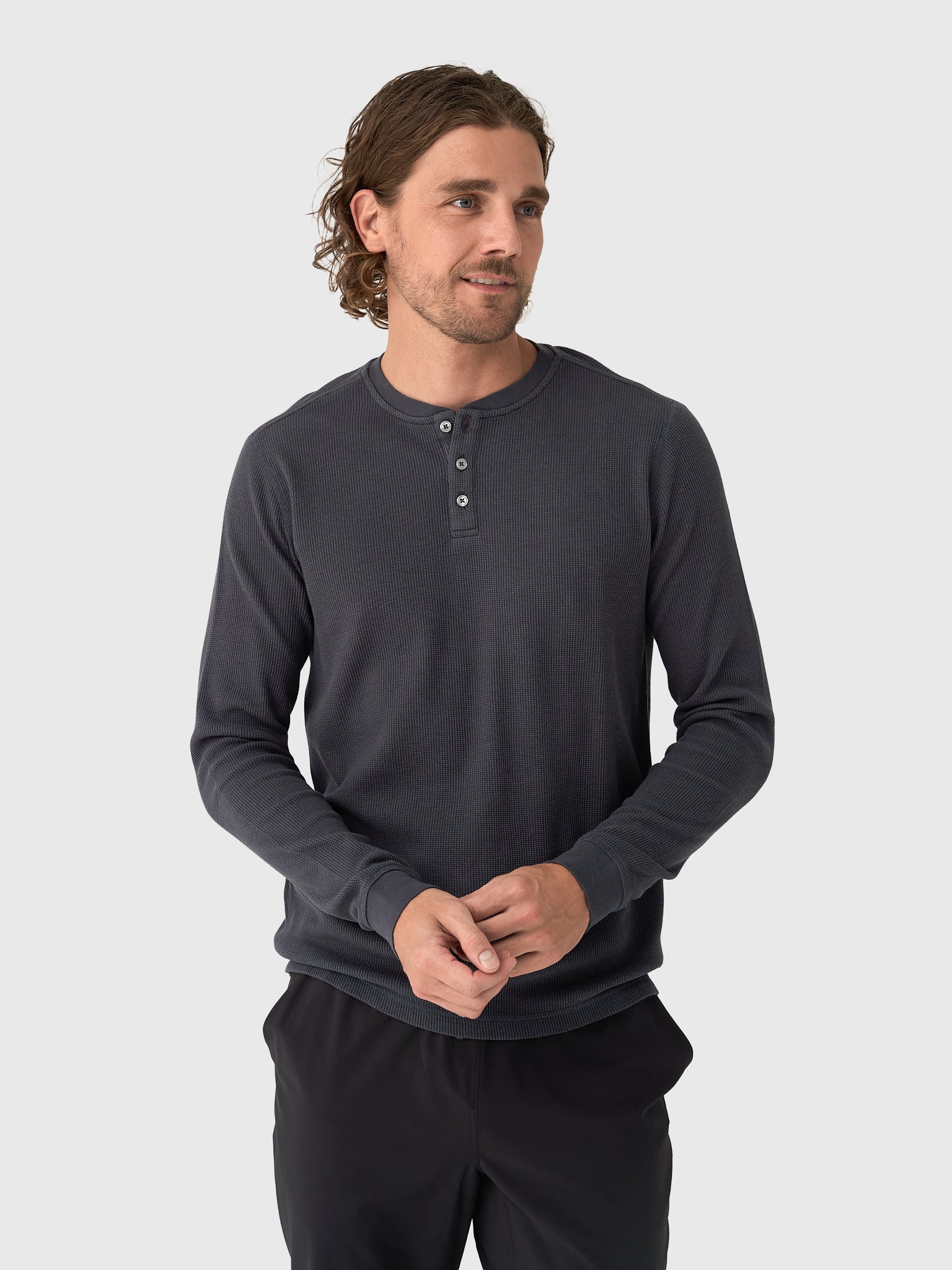 Vuori Men's Long Sleeve Waffle Henley | $98.00 | Saint Bernard