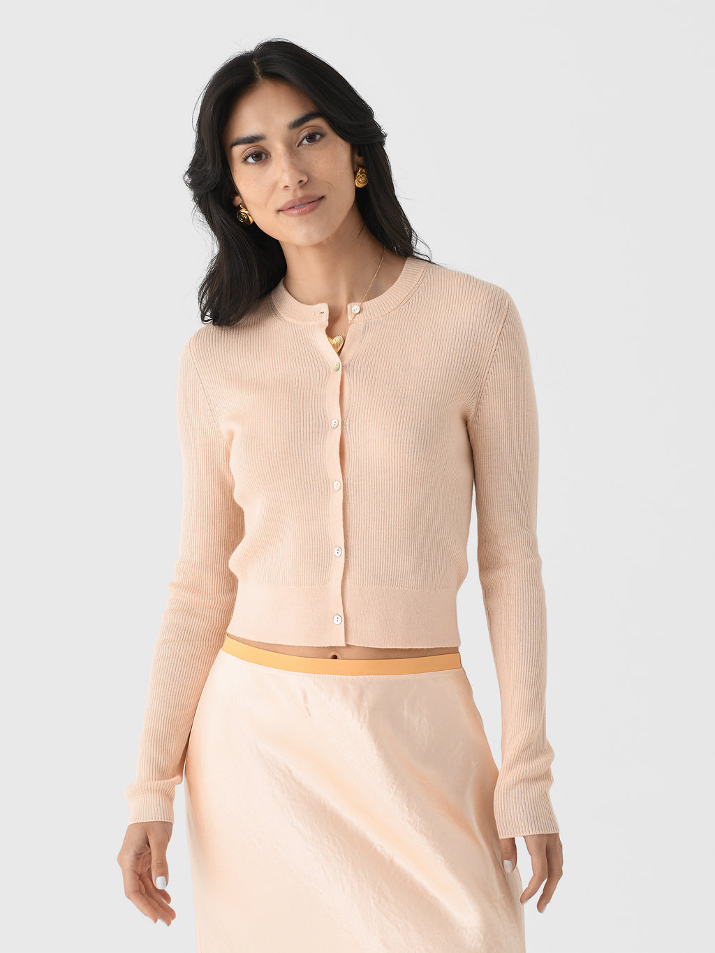 Vince Women's Ribbed Cashmere-Silk Slim Cardigan - Saint Bernard