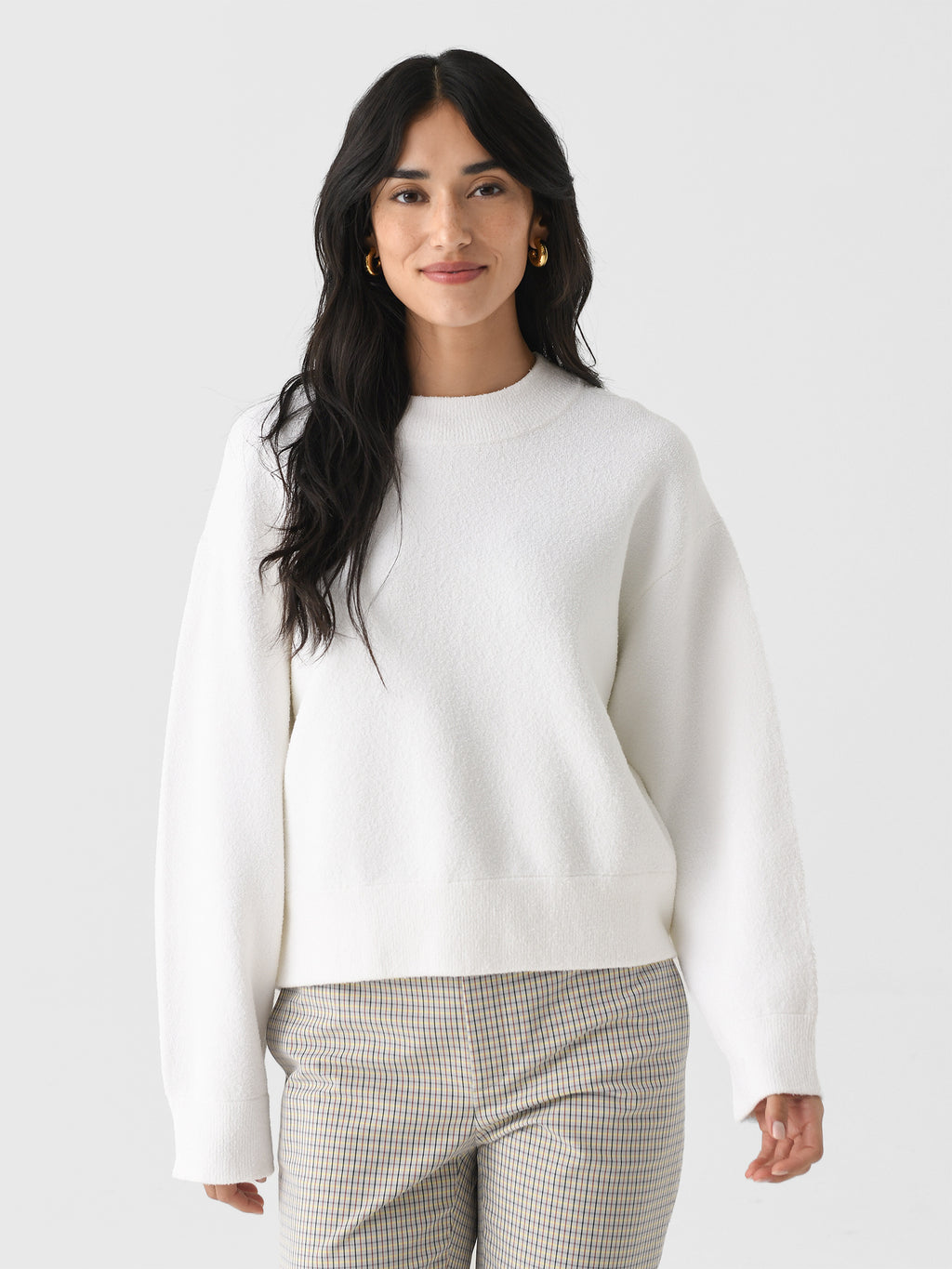 Vince Women's Structured Cotton-Blend Bouclé Sweater - Saint Bernard