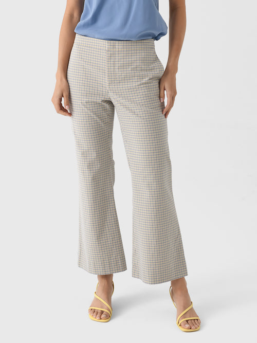 Vince Women's Gardener's Check Cotton Low-Rise Crop Flare Trouser
