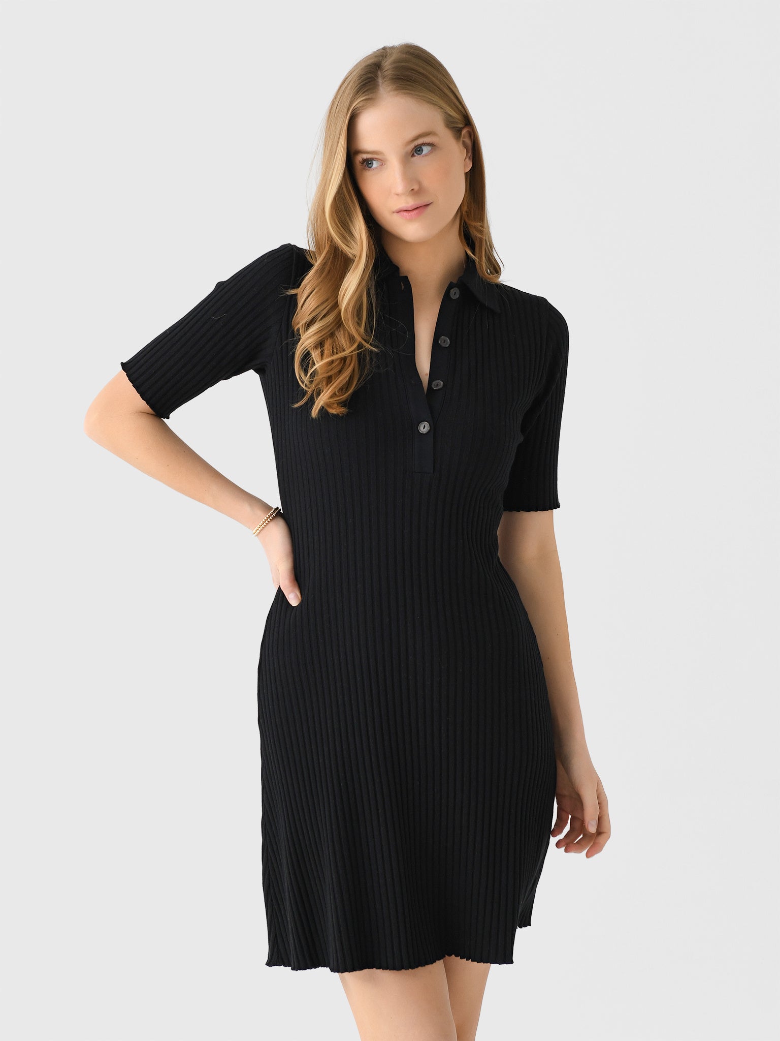 Vince Women's Cotton-Blend Elbow-Sleeve Polo Dress – Saint Bernard Vince Women's Cotton-Blend Elbow-Sleeve Polo Dress – Saint Bernard