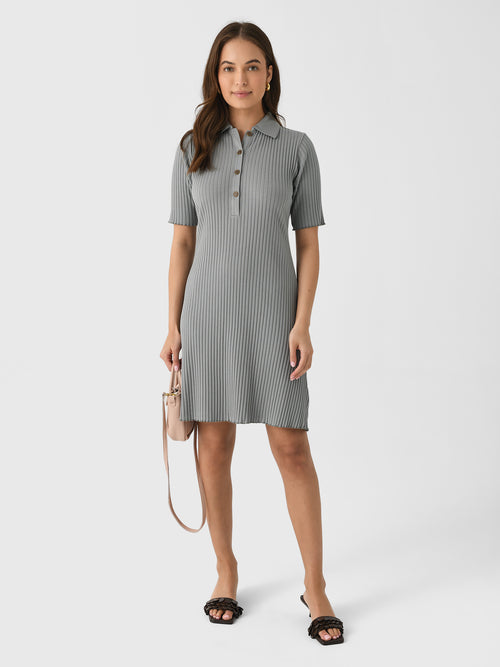 Vince Women's Cotton-Blend Elbow-Sleeve Polo Dress