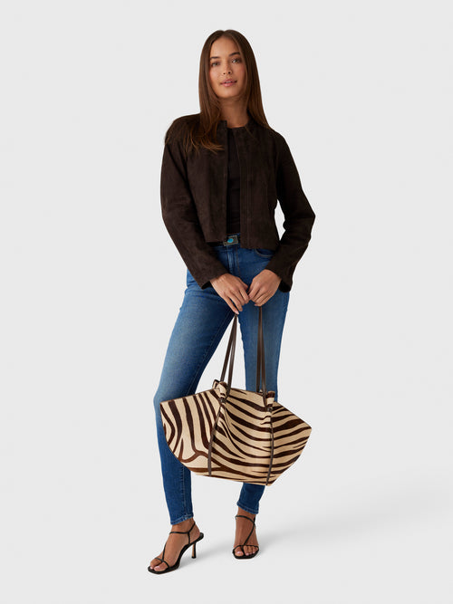 Vince Women's Collarless Cropped Suede Jacket