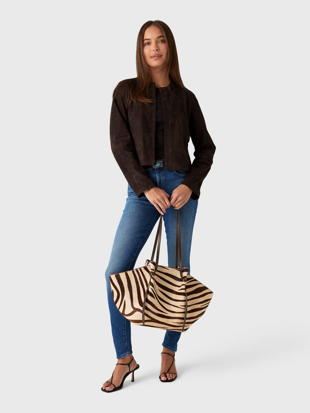 Vince Women's Collarless Cropped Suede Jacket - Saint Bernard