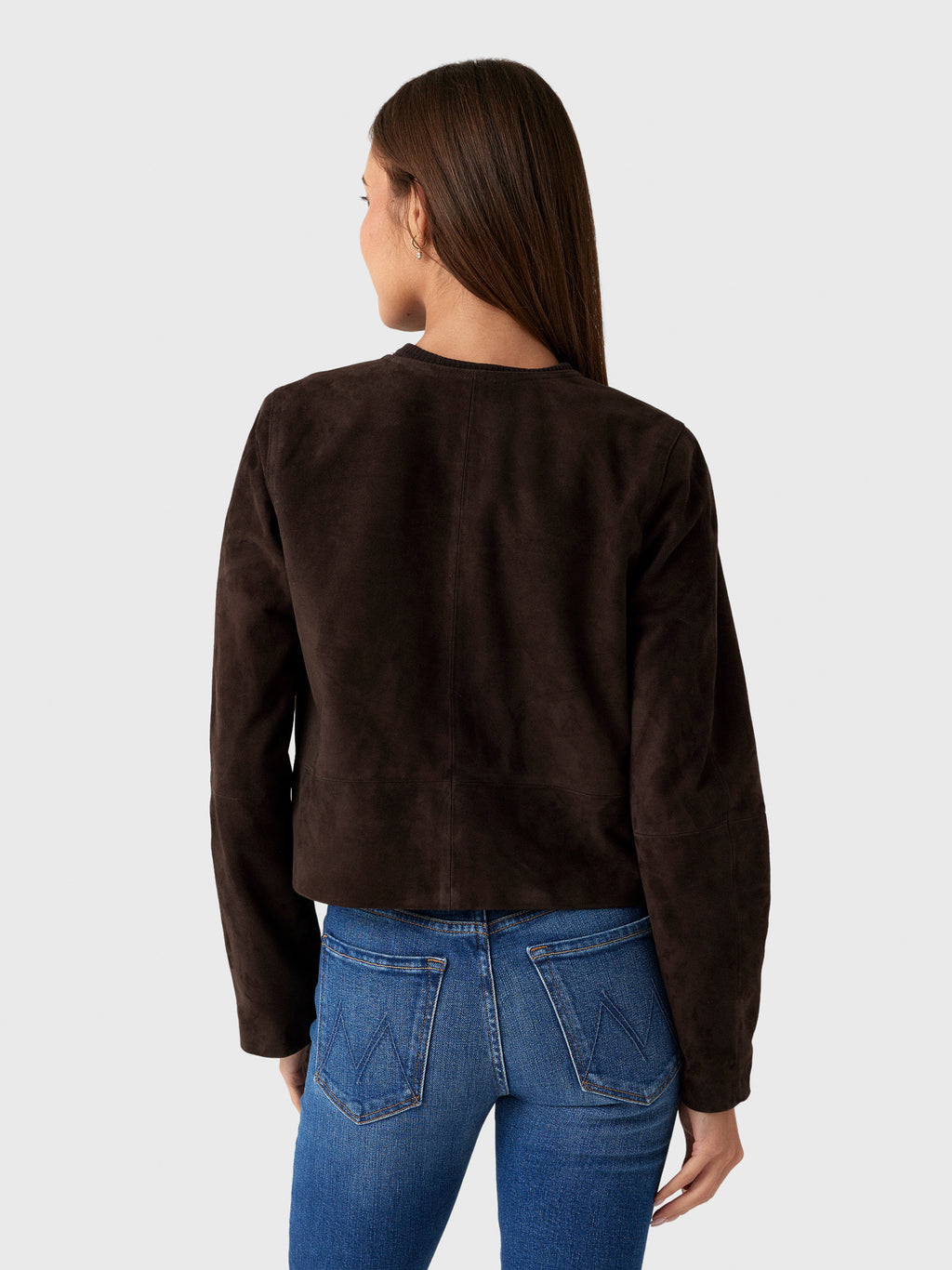 Vince Women's Collarless Cropped Suede Jacket - Saint Bernard