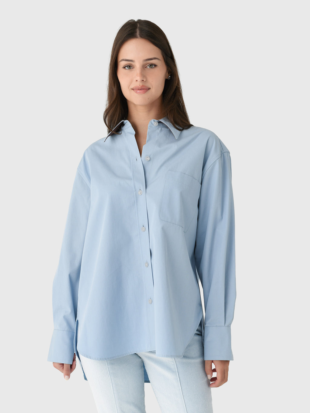 Vince Women's Faux Leather Trimmed Oversized Shirt - Saint Bernard