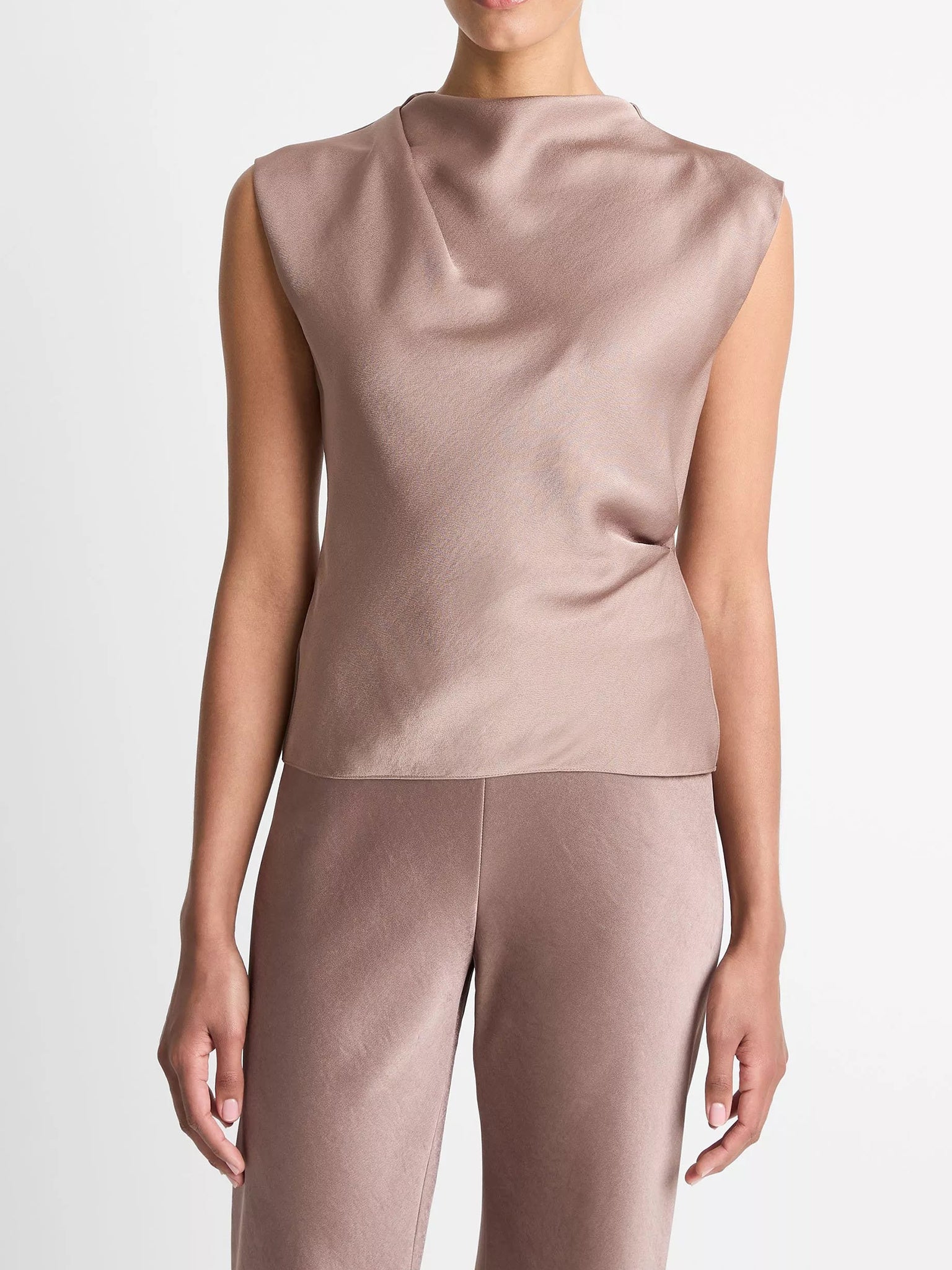 Vince Women's Satin Draped Cowl-Neck Top - Saint Bernard