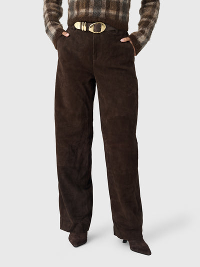 Vince Women's Suede Mid-Rise Trouser - Saint Bernard
