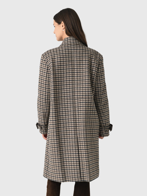 Vince Women's Faux-Leather-Trim Plaid Car Coat