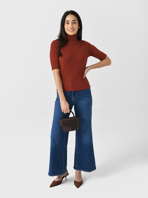 Vince Women's Elbow-Sleeve Turtleneck Top