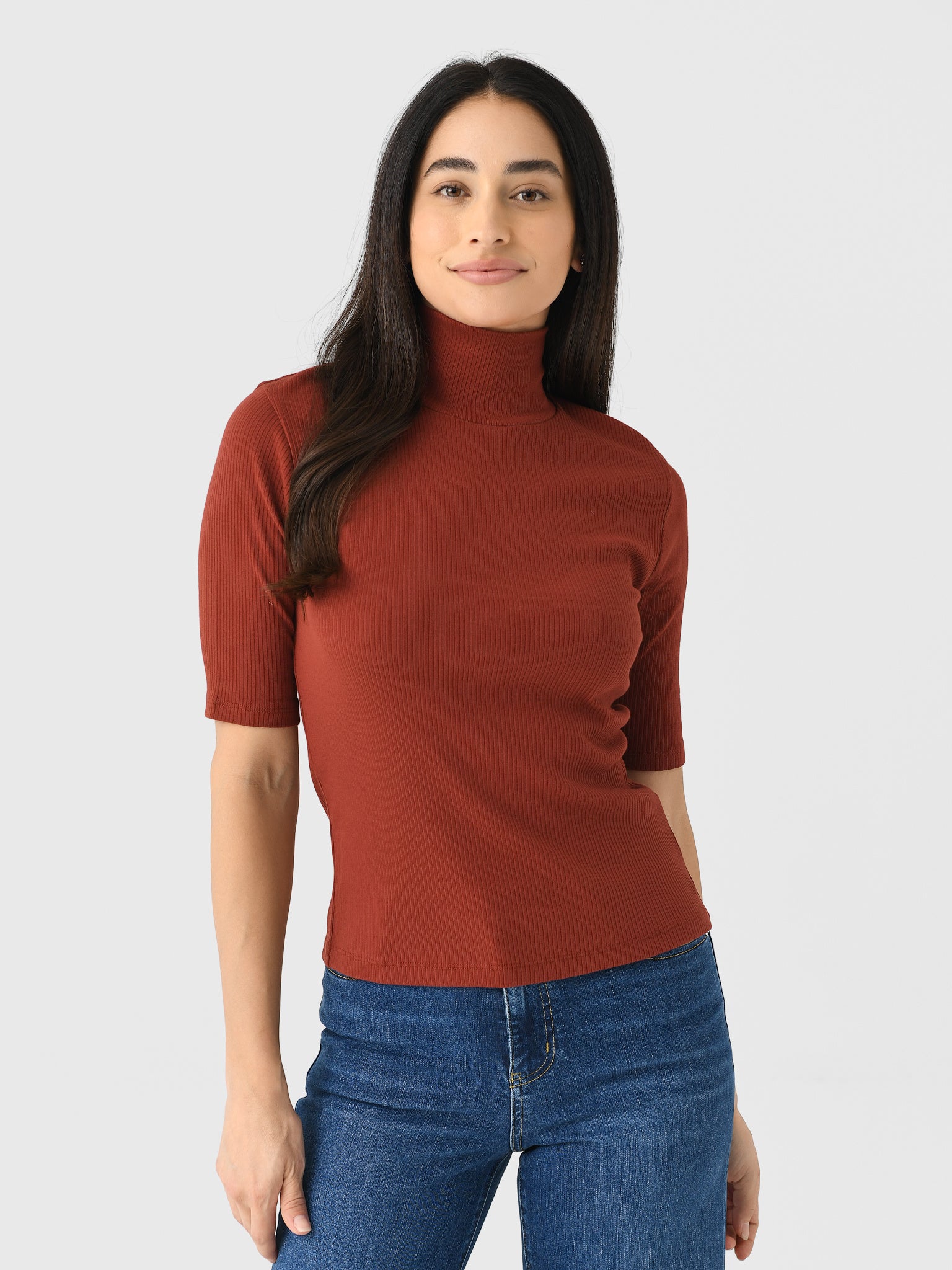 Vince Women's Elbow-Sleeve Turtleneck Top - Saint Bernard