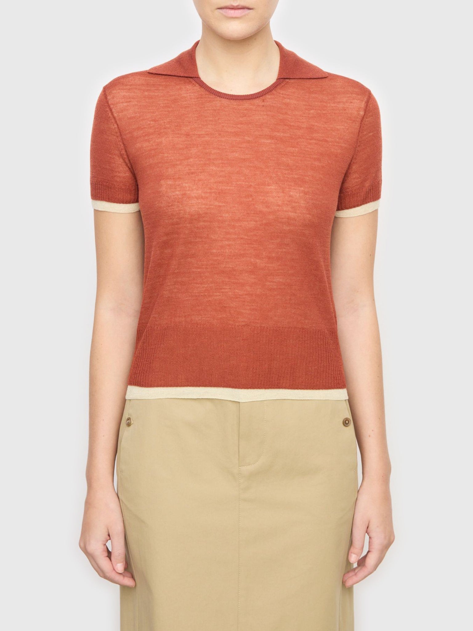 Vince Women's Double Layer Polo Sweater - Saint Bernard