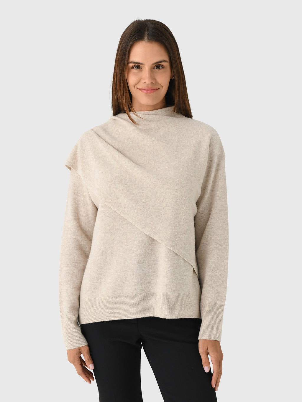 Vince Women's Draped-Shawl Wool-Cashmere Sweater - Saint Bernard