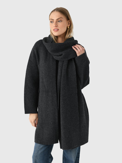 Vince Women's Draped-Scarf Wool-Blend Car Coat