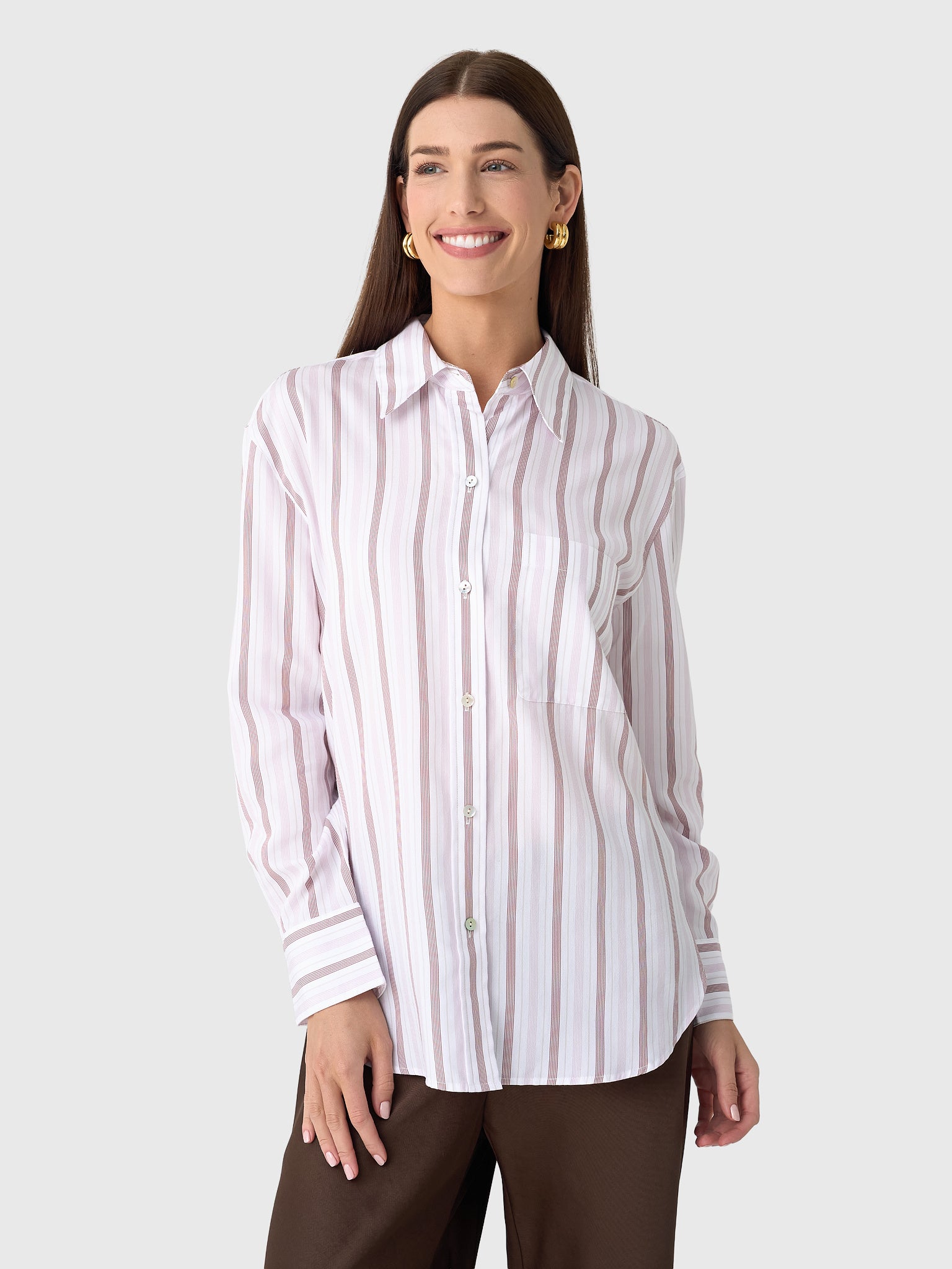 Vince Women's Striped Twill Oversized Shirt - Saint Bernard