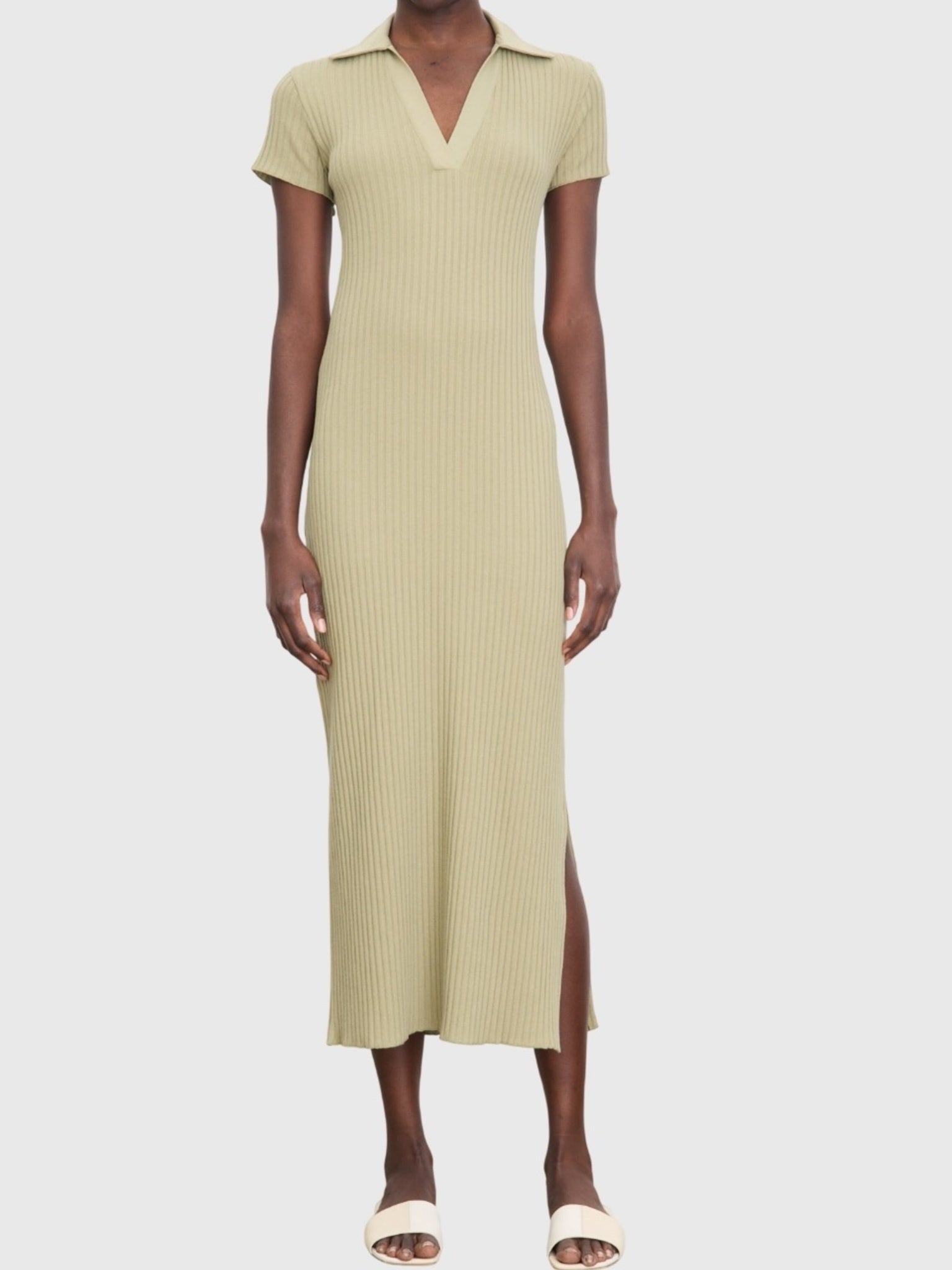 Vince Women's Ribbed Cotton-Blend Polo Dress - Saint Bernard