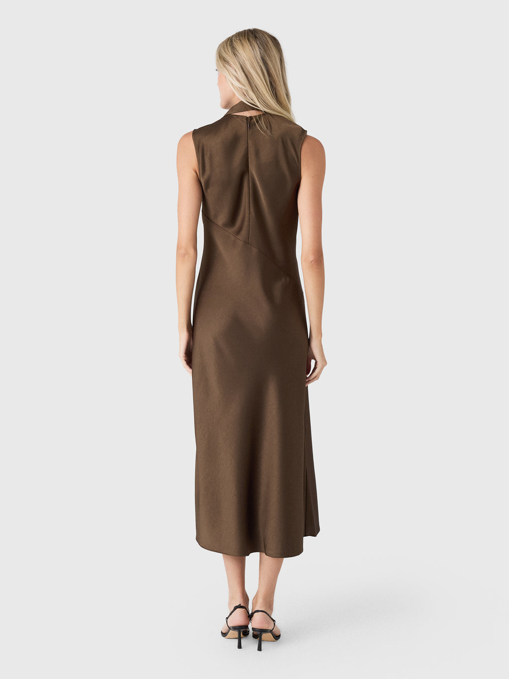 Vince Women's Satin Scarf-Neck Dress - Saint Bernard