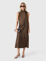 Vince Women's Satin Scarf-Neck Dress - Saint Bernard