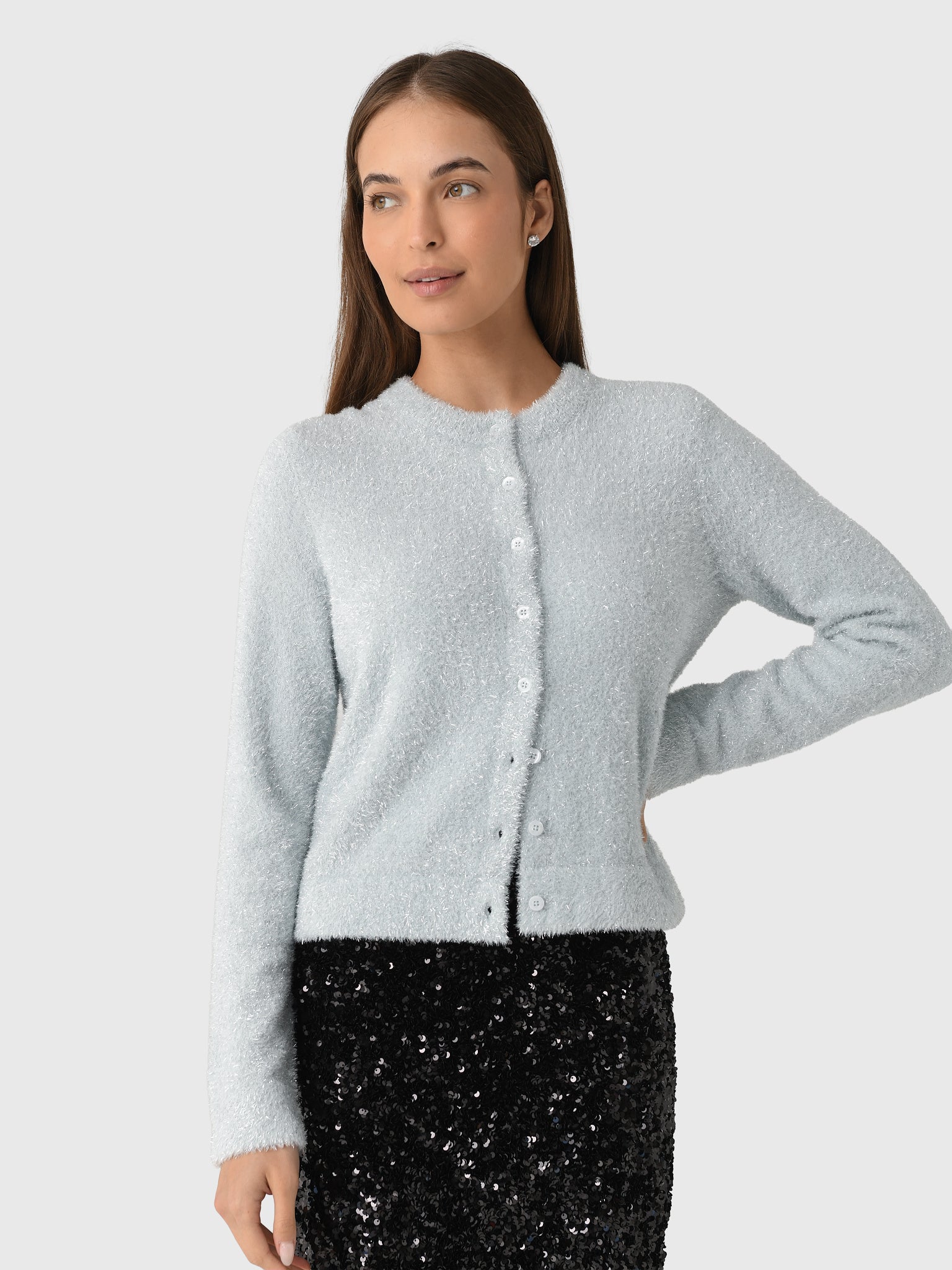 Vince Women's Metallic Eyelash Cardigan