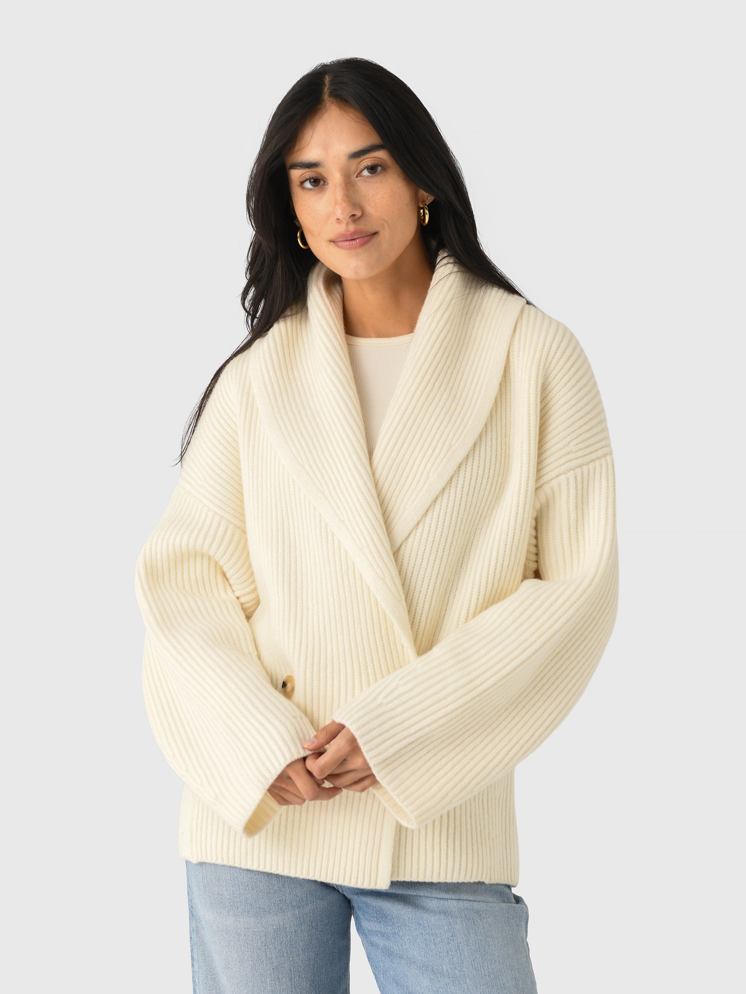 Vince Women's Wool-Blend Draped Sweater Coat - Saint Bernard