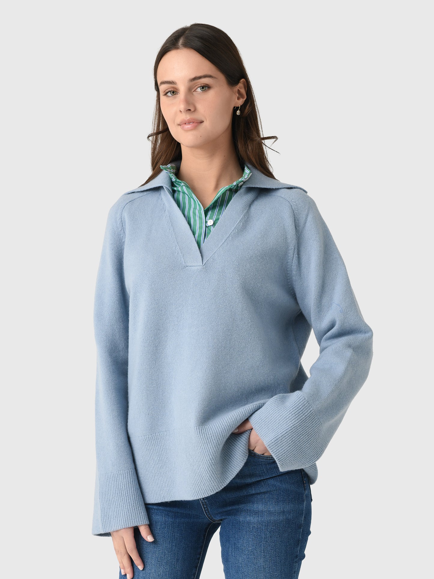 Vince Women's Wool Cashmere-Blend Oversized Polo Sweater