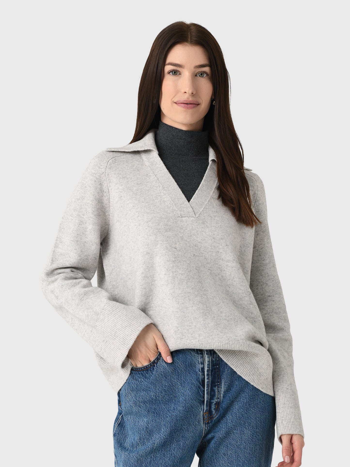Vince Women's Wool Cashmere-Blend Oversized Polo Sweater