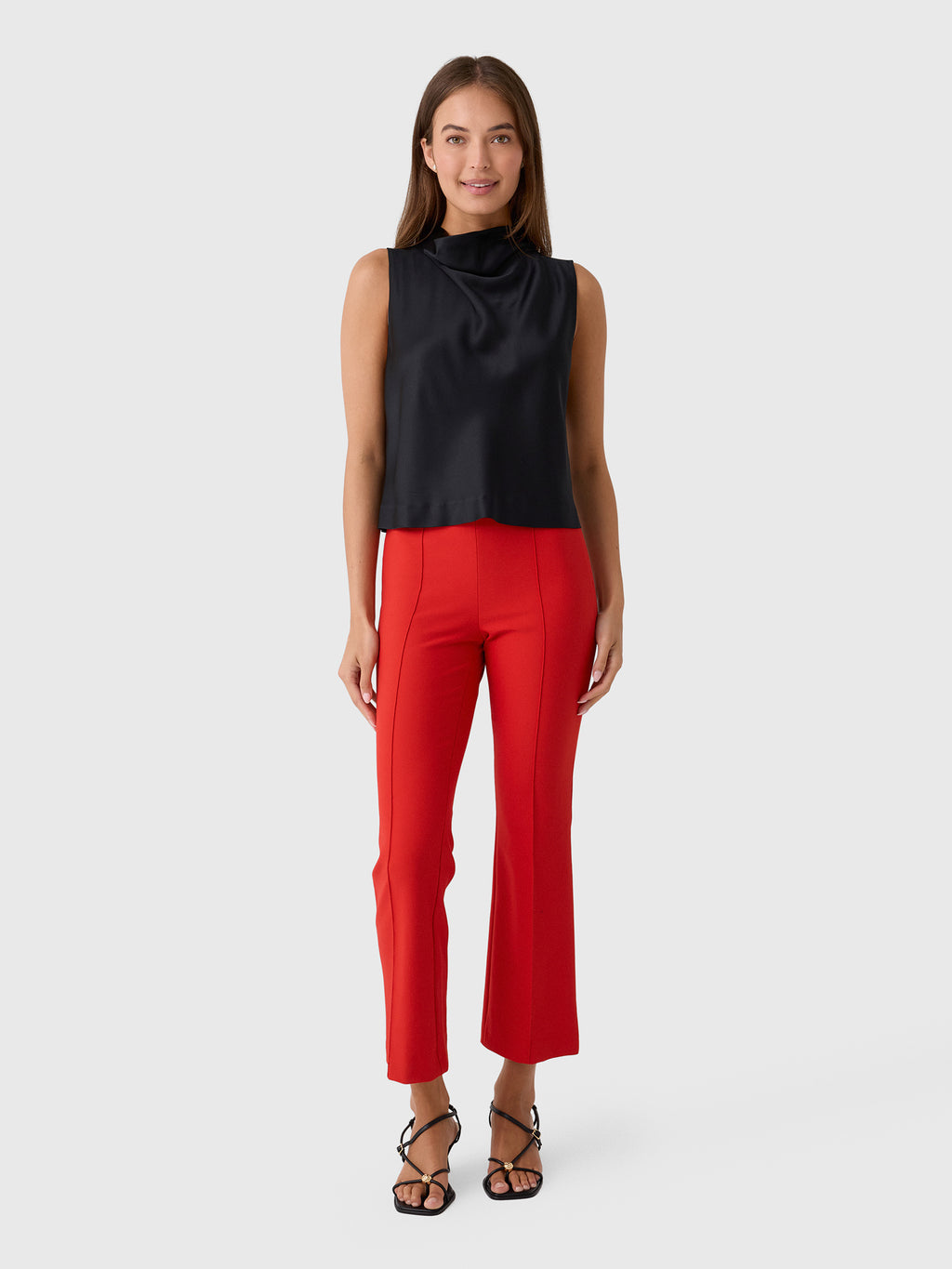 Vince Women's Satin Cropped Cowl-Neck Top - Saint Bernard