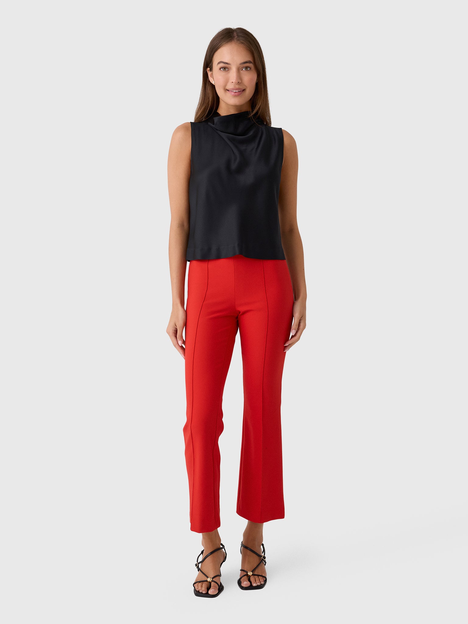 Vince Women's Satin Cropped Cowl-Neck Top - Saint Bernard