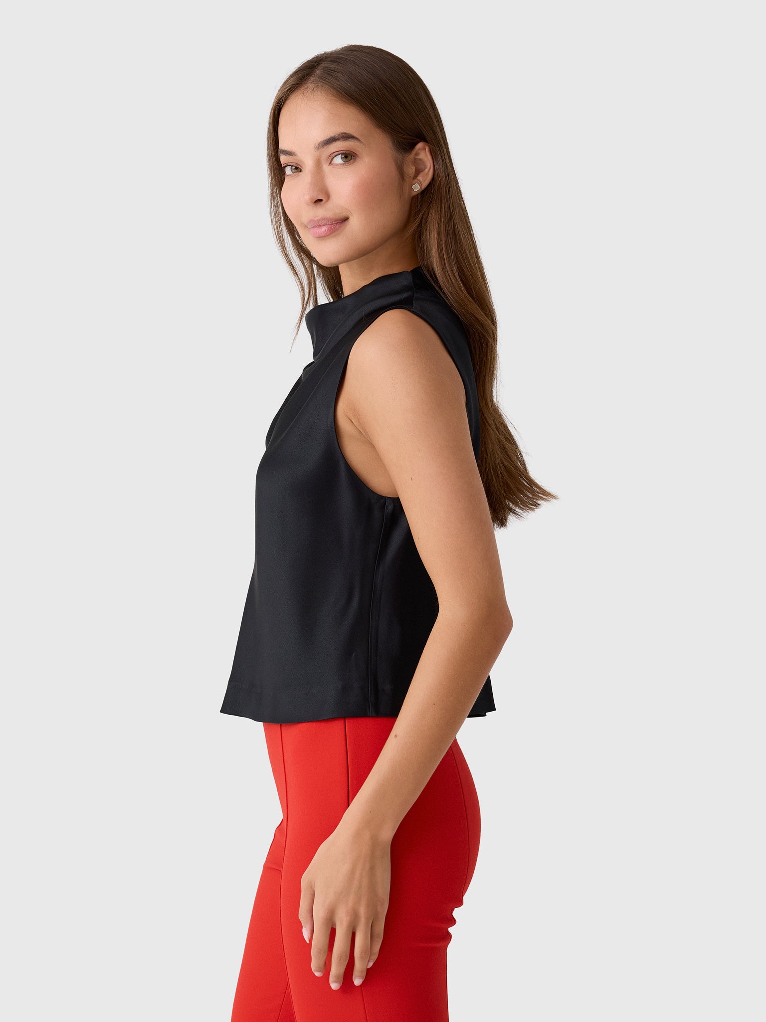 Vince Women's Satin Cropped Cowl-Neck Top - Saint Bernard