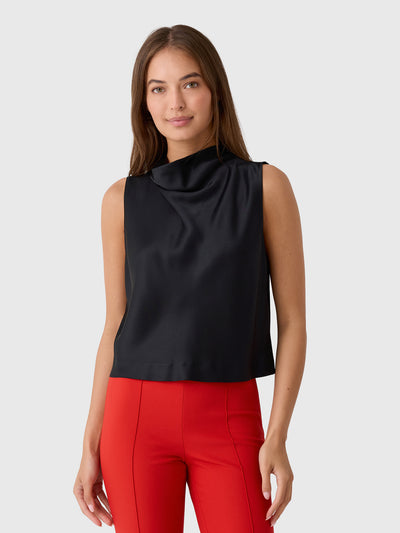 Vince Women's Satin Cropped Cowl-Neck Top - Saint Bernard