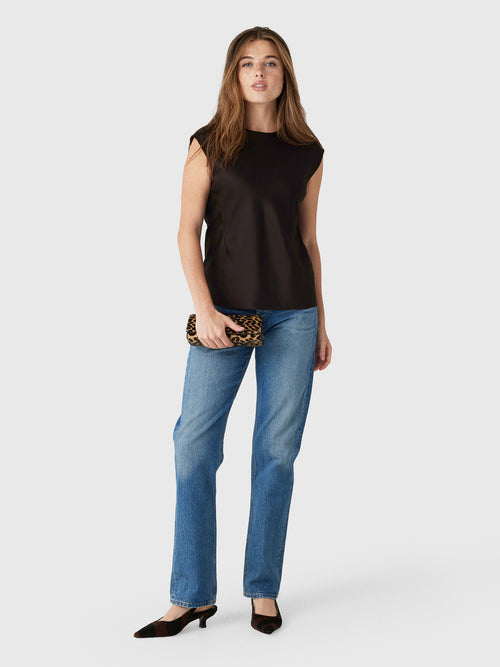 Vince Women's Satin Relaxed Cap-Sleeve Top - Saint Bernard