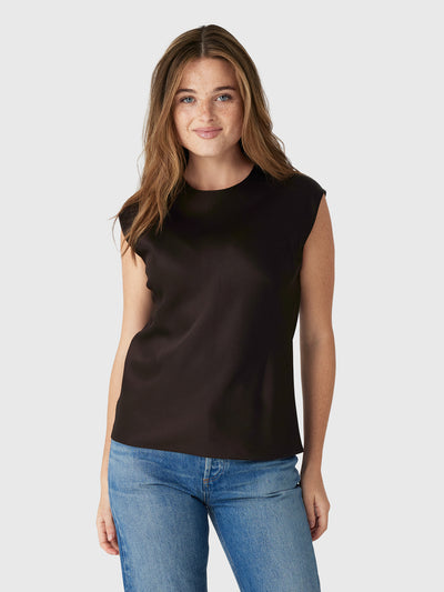 Vince Women's Satin Relaxed Cap-Sleeve Top - Saint Bernard