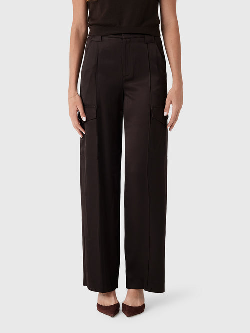 Vince Women's Satin High-Waist Utility Trouser - Saint Bernard