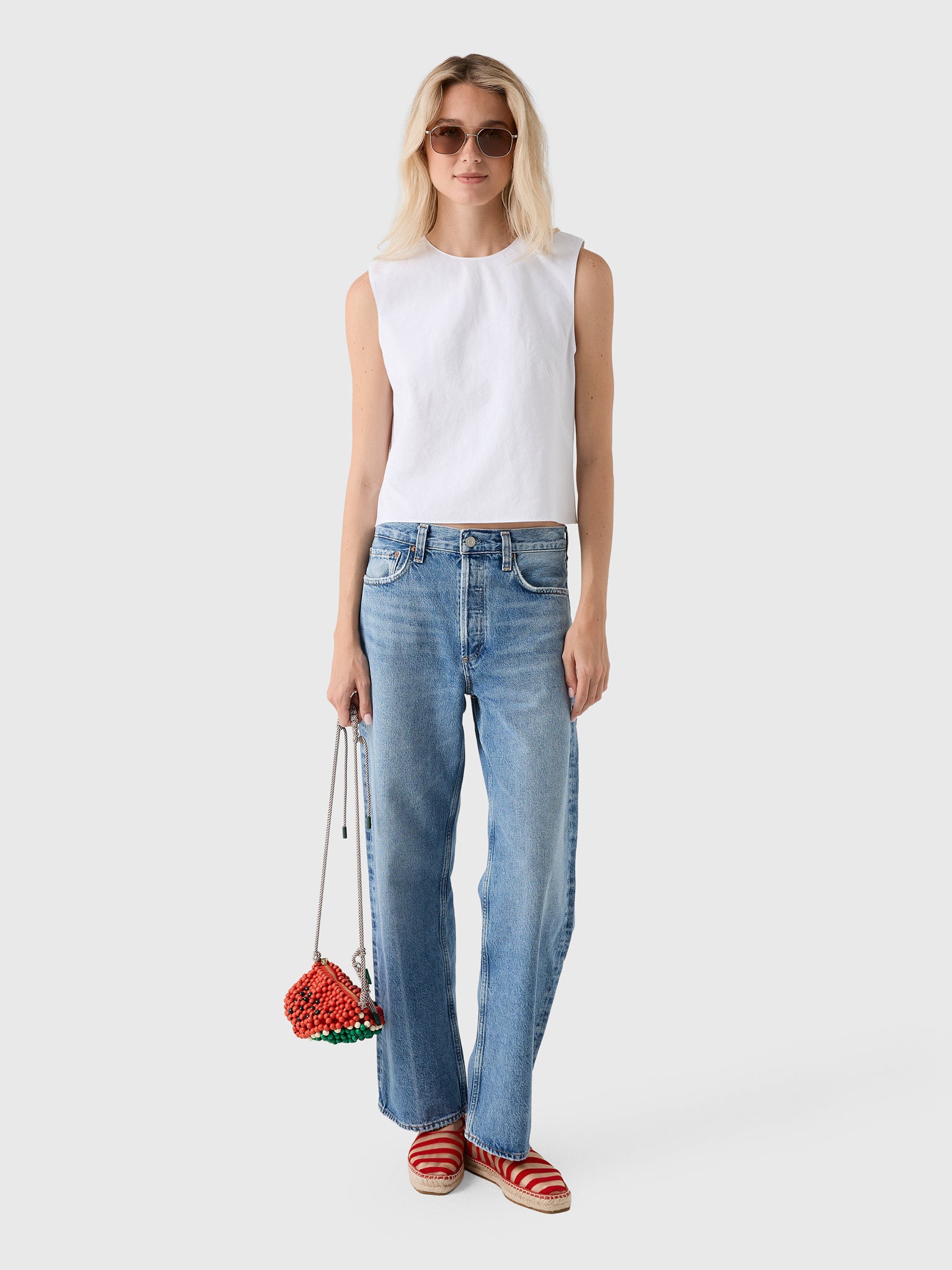 Vince Women's Linen Crew Neck Shell - Saint Bernard