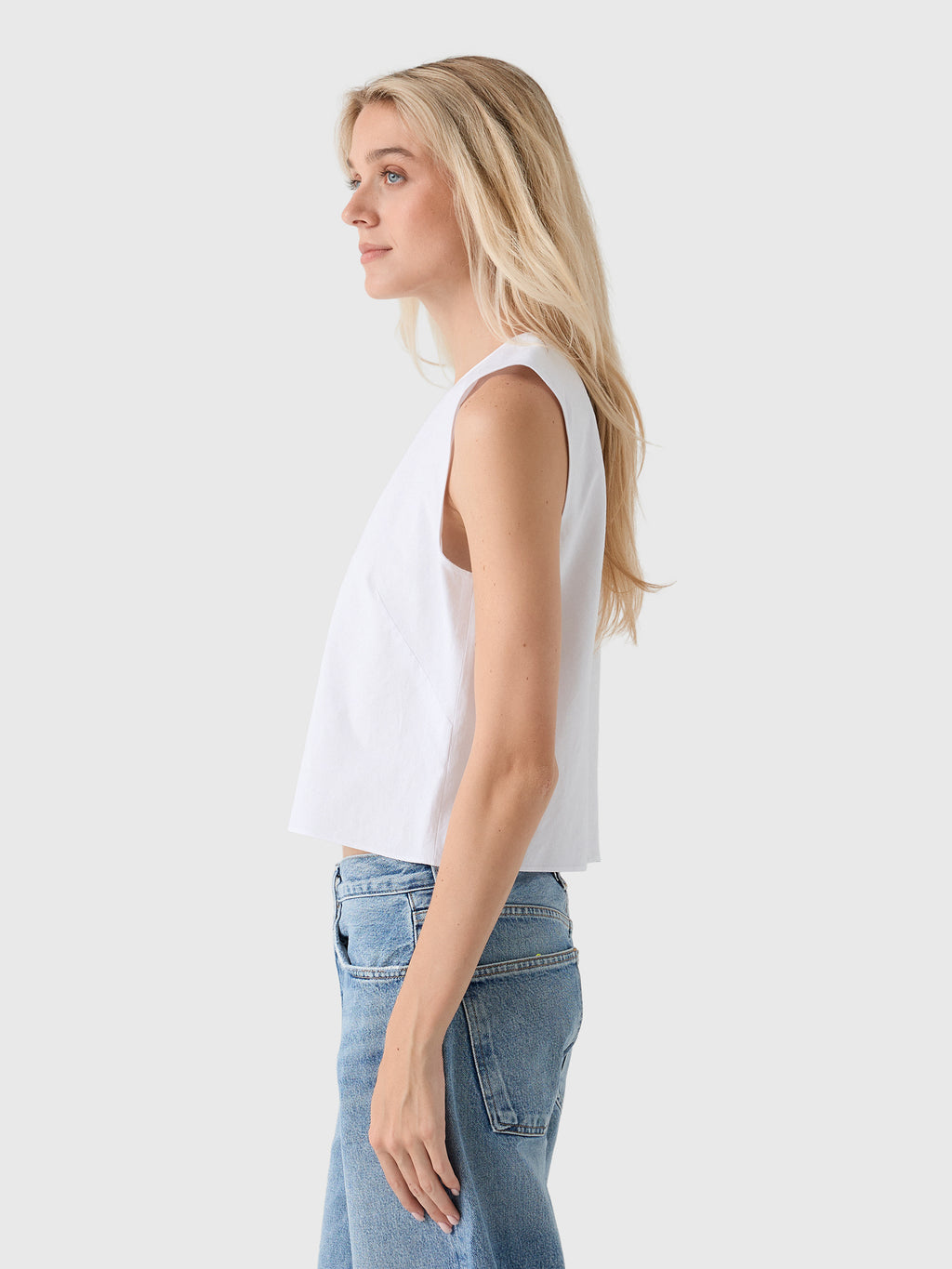 Vince Women's Linen Crew Neck Shell - Saint Bernard