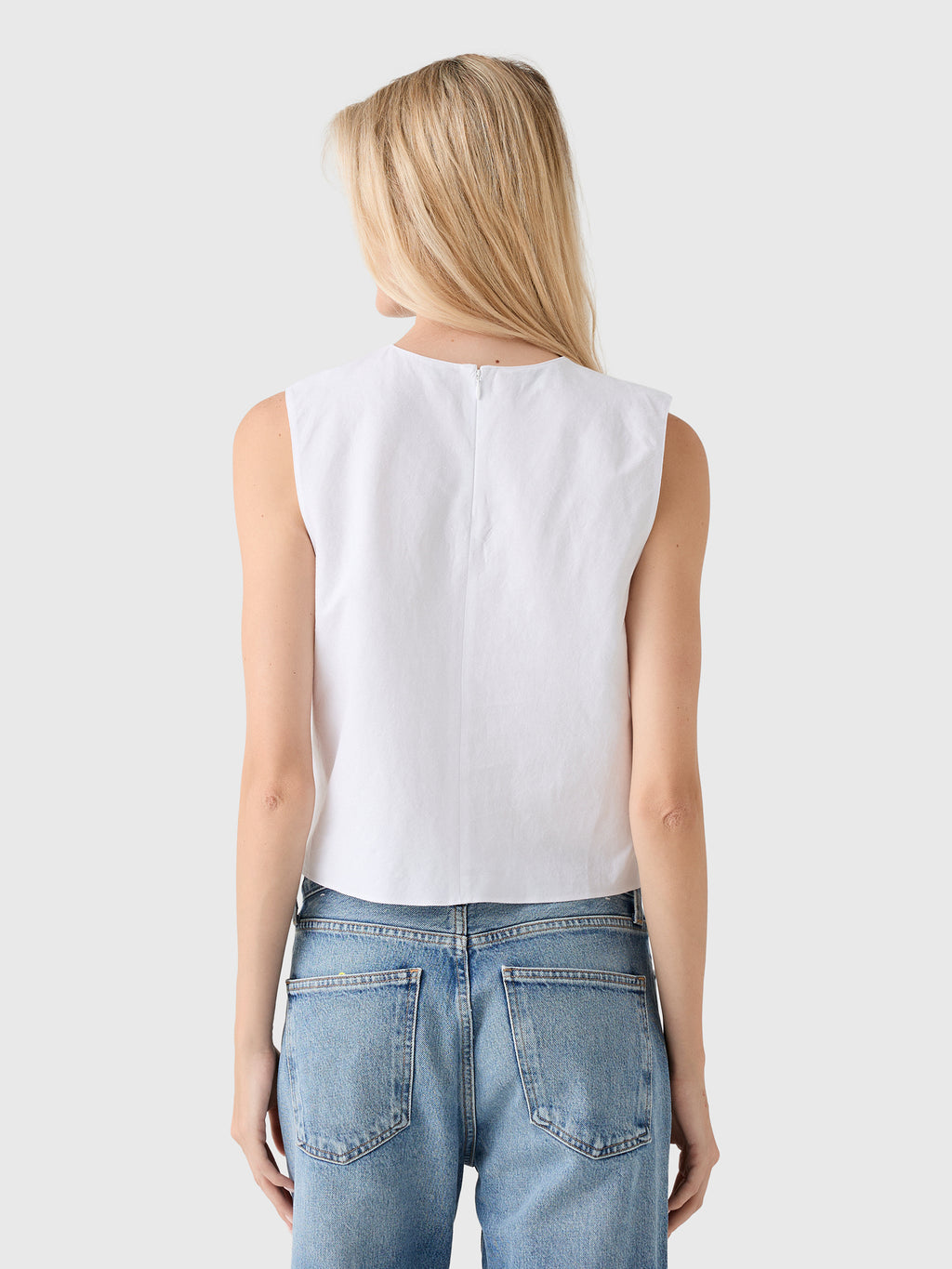 Vince Women's Linen Crew Neck Shell - Saint Bernard