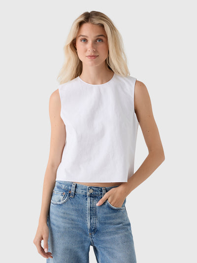 Vince Women's Linen Crew Neck Shell - Saint Bernard