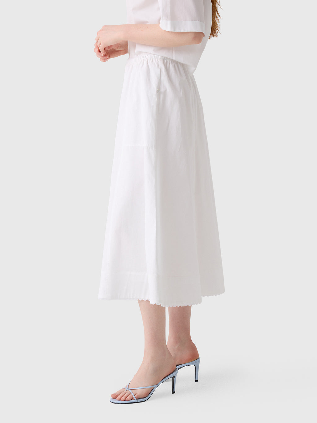 Vince Women's Scallop-Detail Cotton Midi Skirt - Saint Bernard